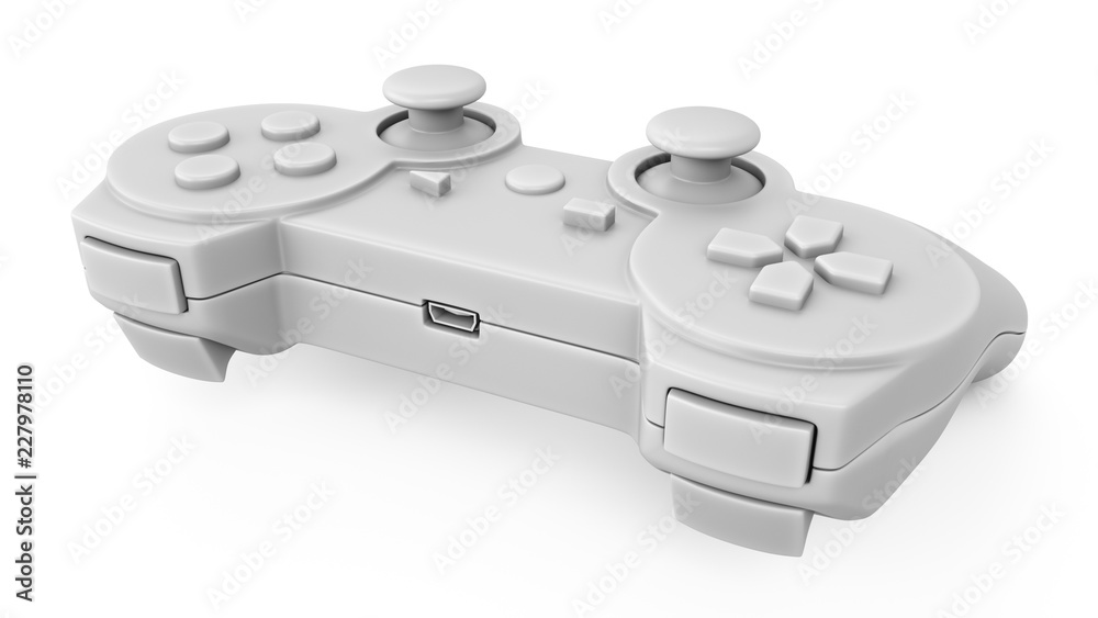 Sticker 3d rendering white video game controller on white background