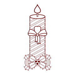 Christmas candle with holly leaves icon. Vector illustration design