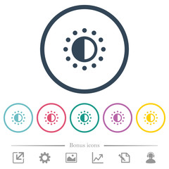 Saturation control flat color icons in round outlines