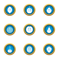 Berry boom icons set. Flat set of 9 berry boom vector icons for web isolated on white background