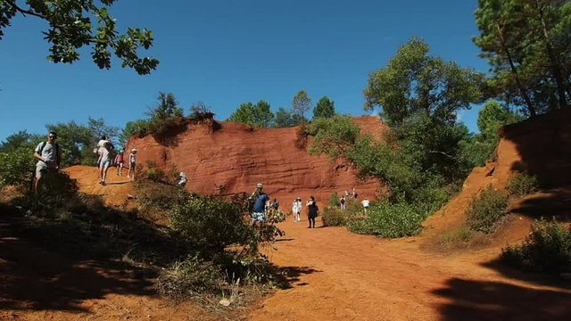 Tourists at the Colorado of Provence in 4k