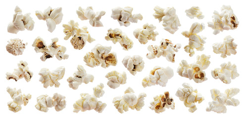 Popcorn isolated on white background. Big collection