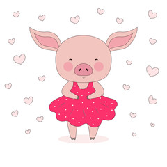 cute pig in dress