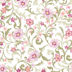 Floral seamless pattern. Flower background. Flourish garden texture