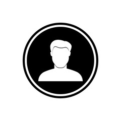 User round flat icon, young man icon