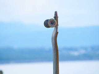 old longboard blue sky background