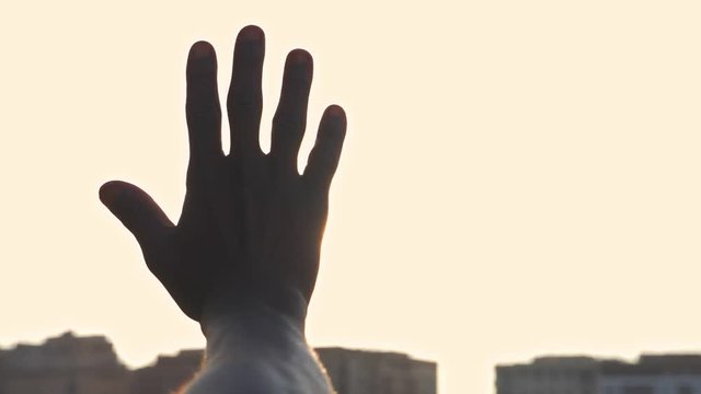 hand raising up to the sun