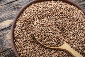 raw buckwheat on the table