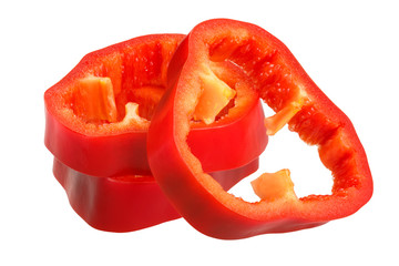 Red bell pepper slices c. annuum, paths