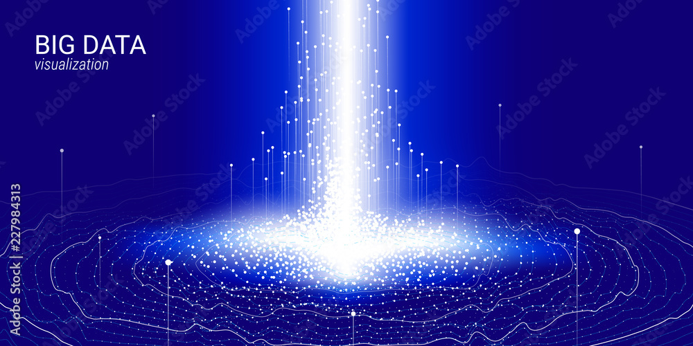 Wall mural wave 3d big data visualization. analysis infographic.