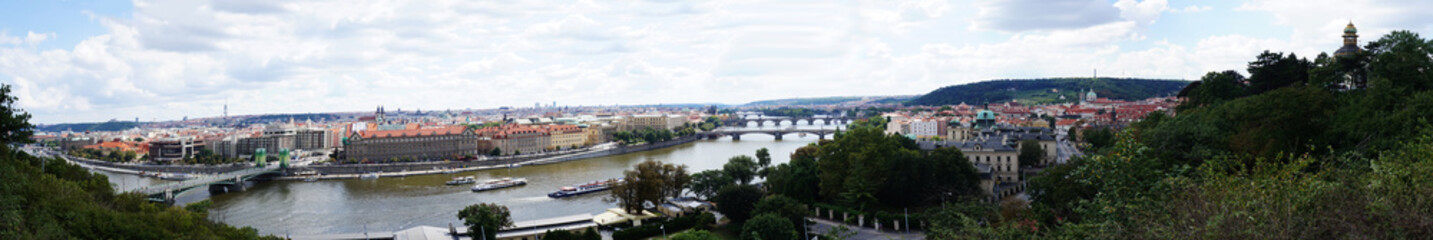 Fototapeta na wymiar Panorama of Prague and the River Vlatva