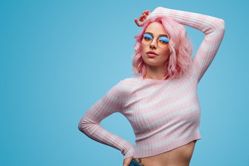 Young woman standing in seductive pose