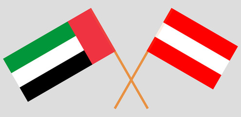 Fototapeta na wymiar Austria and United Arab Emirates. The Austrian and UAE flags. Official colors. Correct proportion. Vector