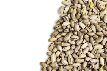 scattered pistachios isolated