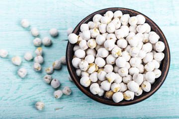 raw chickpeas in a plate