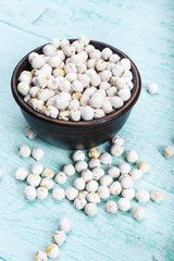 raw chickpeas in a plate