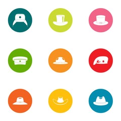 Head warm icons set. Flat set of 9 head warm vector icons for web isolated on white background