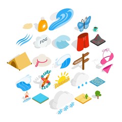 Water things icons set. Isometric set of 25 water things vector icons for web isolated on white background