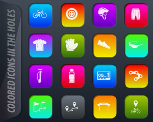 Bicycle icons in the holes