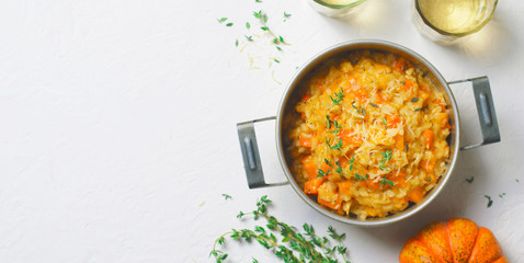 Pumpkin Risotto with Thyme and Parmesan, Italian Cuisine