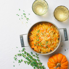 Pumpkin Risotto with Thyme and Parmesan, Italian Cuisine