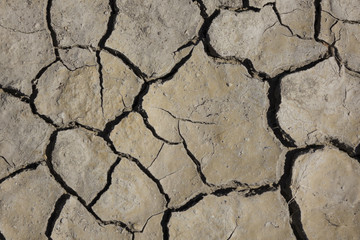 Cracked earth, cracked soil. texture of grungy dry cracking parched earth. Global worming effect.