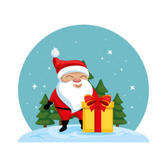 cute santa claus character in ice scape