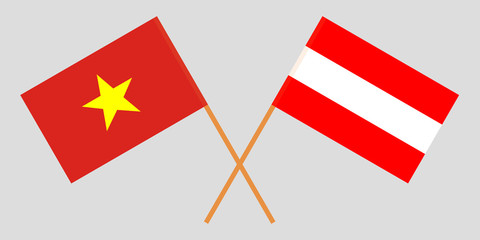 Austria and Vietnam. Austrian and Vietnamese flags. Official colors. Correct proportion. Vector