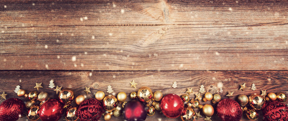 christmas background with red and golden decorations
