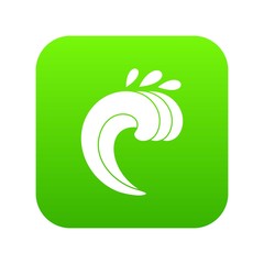 Large curling wave icon digital green for any design isolated on white vector illustration