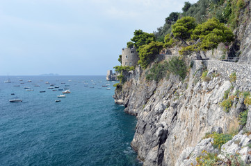 Fototapeta na wymiar Saracen towers in Positano