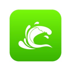 Water wave splash icon digital green for any design isolated on white vector illustration