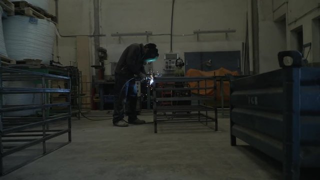 worker welder slow motion industrial