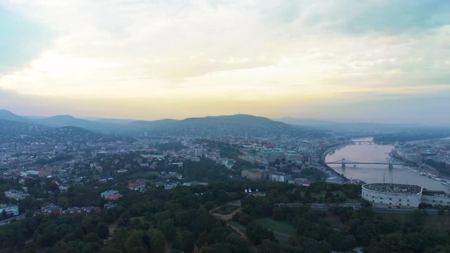 4K drone footage Budapest Gellert Hill City View