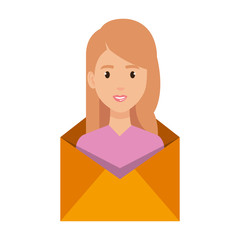 young woman in envelope