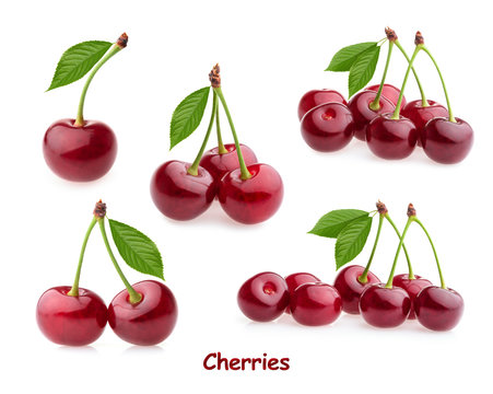 Cherries isolated on white background