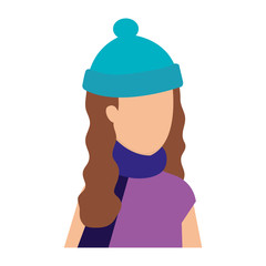young woman with winter clothes