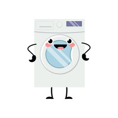 Cute kawaii washingmachine vector illustration isolated on white