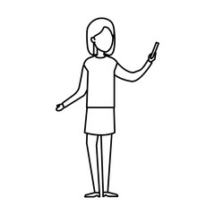young woman with smartphone character