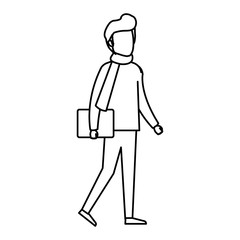 young man with scarf and folder character