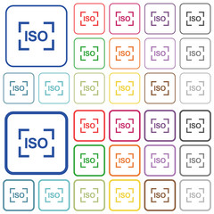 Camera iso speed setting outlined flat color icons