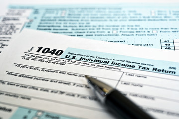 1040 Tax forms close-up