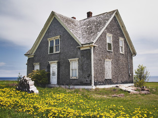 Boarded up abandoned house