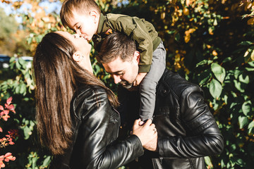 happy family in autumn park