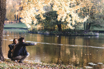 happy family in autumn park