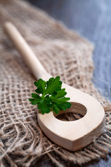 Holzlöffel mit Petersilie