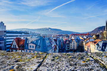 Jena in winter View over cold German City - obrazy, fototapety, plakaty