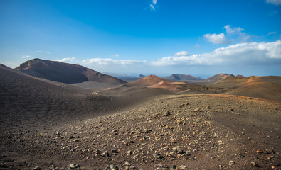 Volcanic landscape at Timanfaya National Park, Lanzarote Island, Canary Islands, Spain