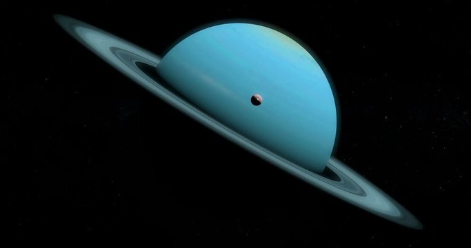 Satellite Ariel or Uranus I orbiting around Uranus planet