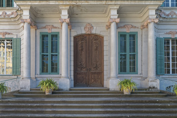 Brown, antique, wooden door.